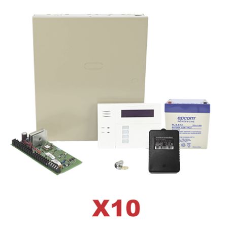 Kit De 10 Paneles De Alarma Vista48 Con Bateria Y Transformador