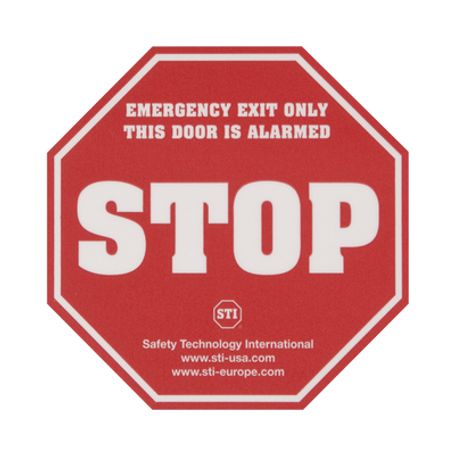 etiqueta de advertencia puerta con alarma exit stopper® sti6400