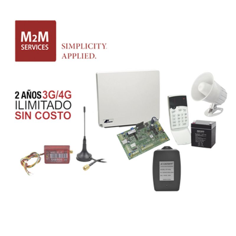 (2 Anos 4g Ilimitado Incluido) Kit Alarma Runner4/8 Comunicador Mn02ltemv3 Incluye Teclado De Leds Bateria Transformador Y Gabin