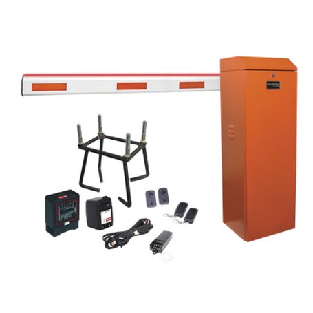 kit completo barrera izquierda xb naranja  brazo iluminado de 5 metros con iluminacion led rojoverde  incluye sensor de masa tr