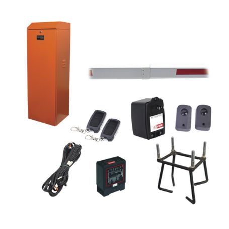 kit completo barrera derecha xb naranjada  brazo telescópico 36  55 m  incluye sensor de masa transformador lazo ancla fotoceld