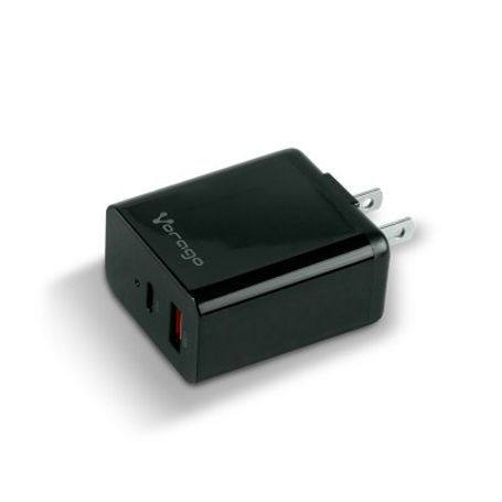 Cargador para pared. Vorago AU350BK negro. quick charge/ cargador de pared / Negro. Quick charce 3.0A PD 20w USB A y tipo C negr