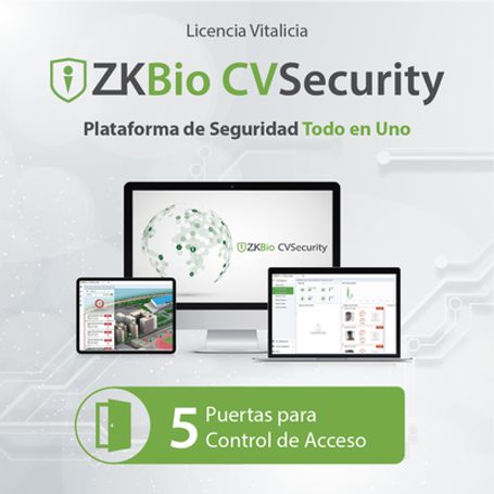 licencia para zkbio cvsecurity permite gestionar hasta 5 puertas para control de acceso