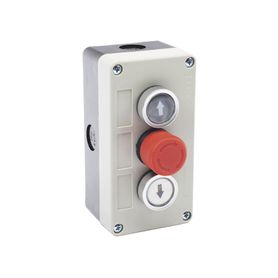 botonera triple con boton de stop tipo enclavado  para barreras vehiculares operadores corredizos y abatibles 208994