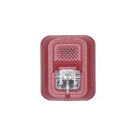 sonorizador tipo chime con lámpara estroboscópica a 2 hilos montaje en pared color rojo con configuración estroboscópica selecc