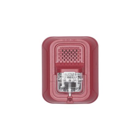 sonorizador tipo chime con lámpara estroboscópica a 2 hilos montaje en pared color rojo con configuración estroboscópica selecc