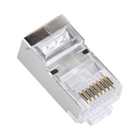 bote con 100 plugs pass through rj45 cat6 blindado chapado de oro a 30 micras para durabilidad extrema165442