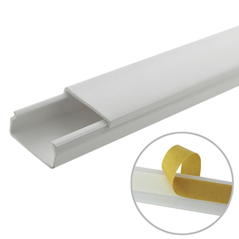 Canaleta LD3 de PVC rígido, con cinta adhesiva para instalación sin  herramientas, 19.6 x 12 x 1828.8 mm, Color Blanco <br> <strong>Código  SAT:</strong> 39131714LD3WH6-A