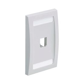 placa de pared vertical ejecutiva salida para 1 puerto minicom con espacios para etiquetas color blanco