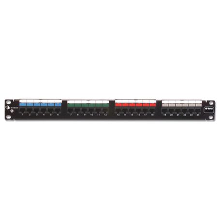 patch panel utp hd6 de 24 puertos precargado con jacks categoria 6 plano 1ur