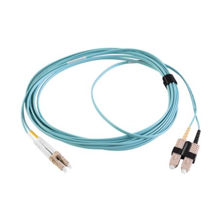 jumper de fibra óptica multimodo 50125 xglo om3 lcsc duplex ofnr color aqua 2 metros