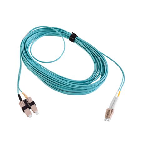 jumper de fibra óptica multimodo 50125 xglo om3 lcsc duplex ofnr color aqua 10 metros