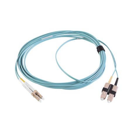 jumper de fibra óptica multimodo 50125 xglo om3 lcsc duplex ofnr color aqua 5 metros