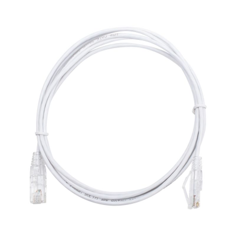 Cable De Parcheo Slim Utp Cat6  2 M Blanco Diámetro Reducido (28 Awg)