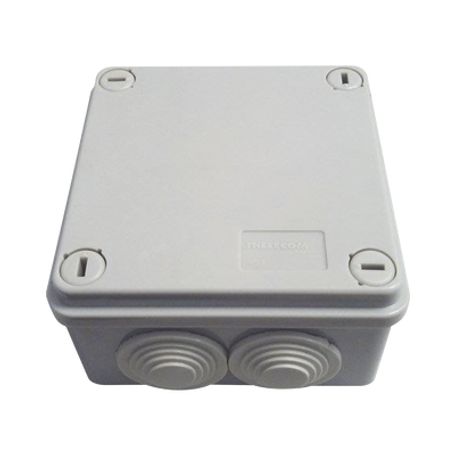 Caja Tipo Estanca Ip55 Con 6 Entradas Tapa Y Tornillo De Vuelta De 1/4 100 X 100 X 50 Mm Color Gris