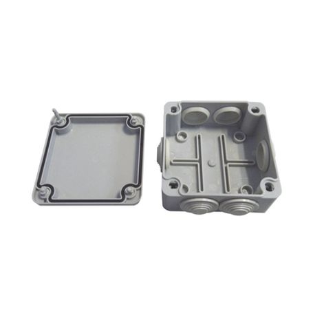 Caja Tipo Estanca Ip55 Con 6 Entradas Tapa Y Tornillo De Vuelta De 1/4 100 X 100 X 50 Mm Color Gris