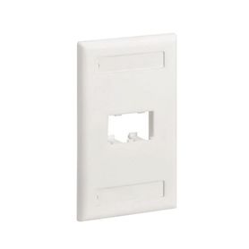 placa de pared vertical clásica salida para 2 puertos minicom con espacios para etiquetas color blanco