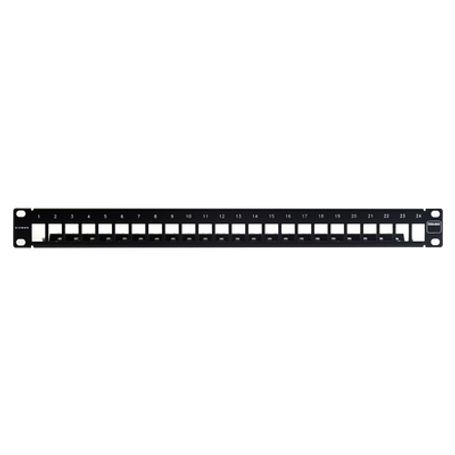 patch panel teramax blindado de 24 puertos modular vacio plano color negro 1ur135724
