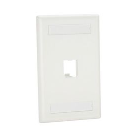 placa de pared vertical clásica salida para 1 puerto minicom con espacios para etiquetas color blanco