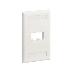 placa de pared vertical clásica salida para 2 puertos minicom con espacios para etiquetas color blanco mate