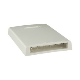 caja de montaje en superficie con accesorio para resguardo de fibra óptica para 6 módulos minicom color blanco mate178118