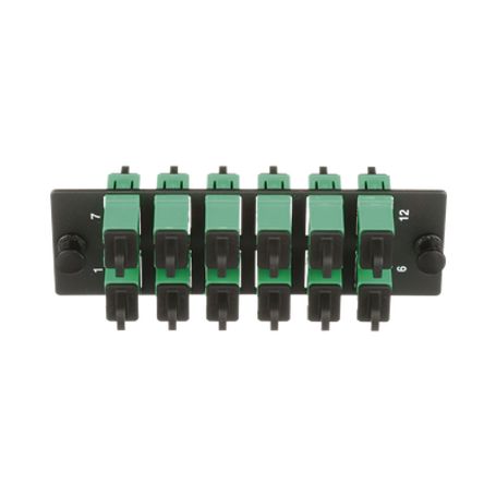 Placa Acopladora De Fibra Optica Fap Con 12 Conectores Sc/apc (12 Fibras) Para Fibra Monomodo Os1/os2 Color Verde