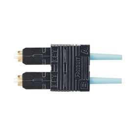 conector de fibra óptica sc duplex opticam multimodo 50125 om3om4 prepulido color aqua