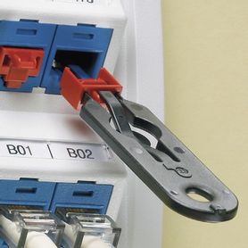 kit de 10 dispositivos para bloquear puertos rj45 color rojo incluye llave de extracción141279