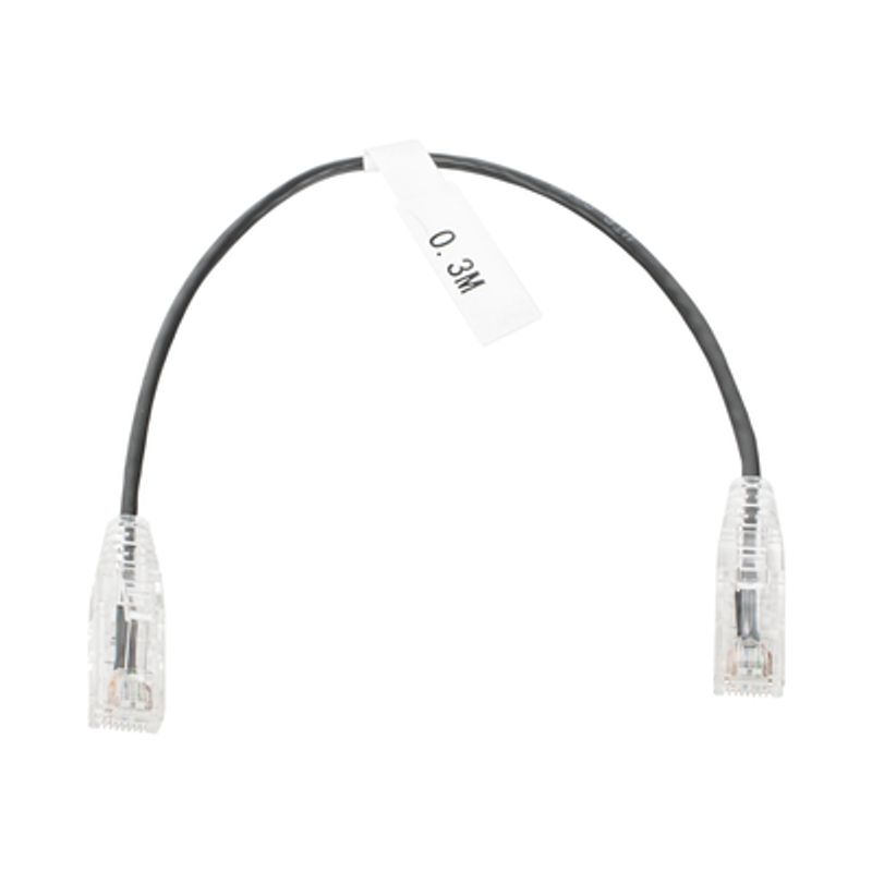 Cable De Parcheo Slim Utp Cat6  30 Cm Negro Diámetro Reducido (28 Awg)