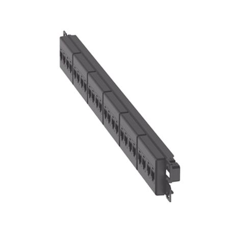 Panel De Parcheo Con 24 Acopladores Minicom Plano Categoria 5e De 1 Ur Color Negro 