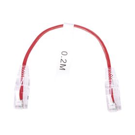 cable de parcheo slim utp cat6  20 cm rojo diámetro reducido 28 awg