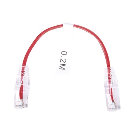 cable de parcheo slim utp cat6  20 cm rojo diámetro reducido 28 awg