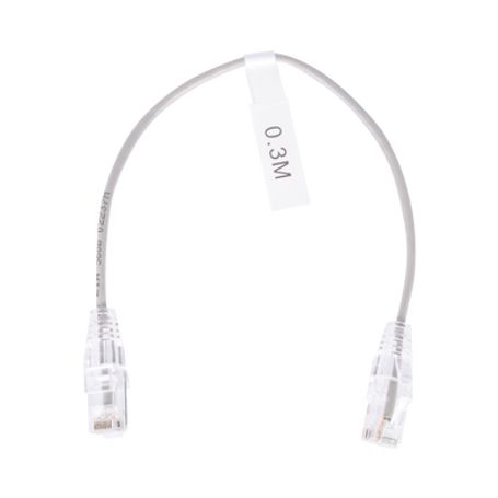 Cable De Parcheo Slim Utp Cat6  30 Cm Gris Diámetro Reducido (28 Awg)