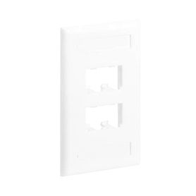 placa de pared vertical clásica salida para 4 puertos minicom con espacios para etiquetas color blanco