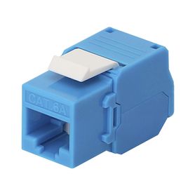 módulo jack keystone cat6a toolless con terminación en ángulo 180 º color azul compatible con faceplate y patchpanel linkedpro2