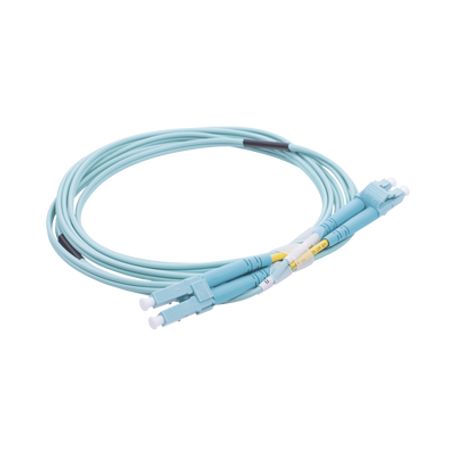 Jumper De Fibra Óptica Multimodo Om3 50/125 Lclc Ofnr (riser) 2.0 Mm Dúplex Aqua 2 Metros