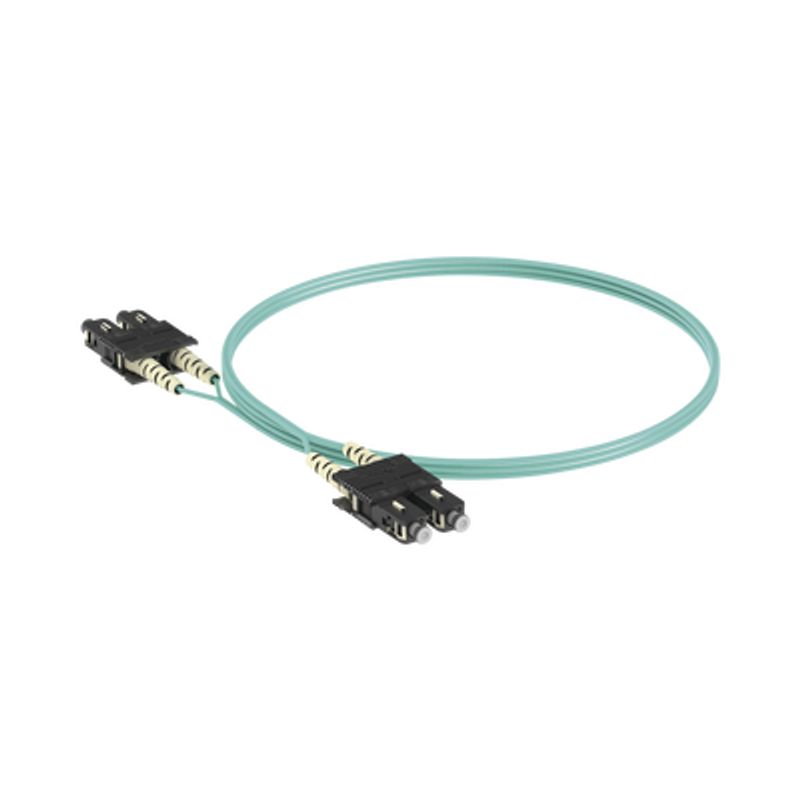 Jumper De Fibra Óptica Multimodo 50/125 Om4 Scsc Duplex Ofnr (riser) Color Aqua 3 Metros