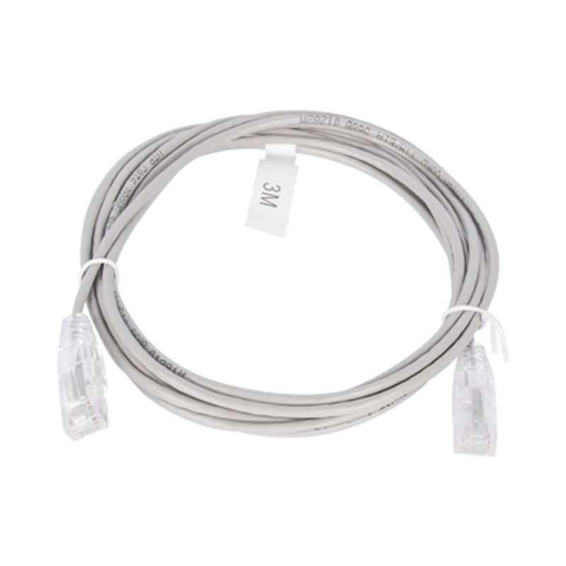 Cable De Parcheo Slim Utp Cat6  3 M Gris Diámetro Reducido (28 Awg)