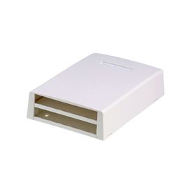 caja de montaje en superficie con accesorio para resguardo de fibra óptica para 12 módulos minicom color blanco 