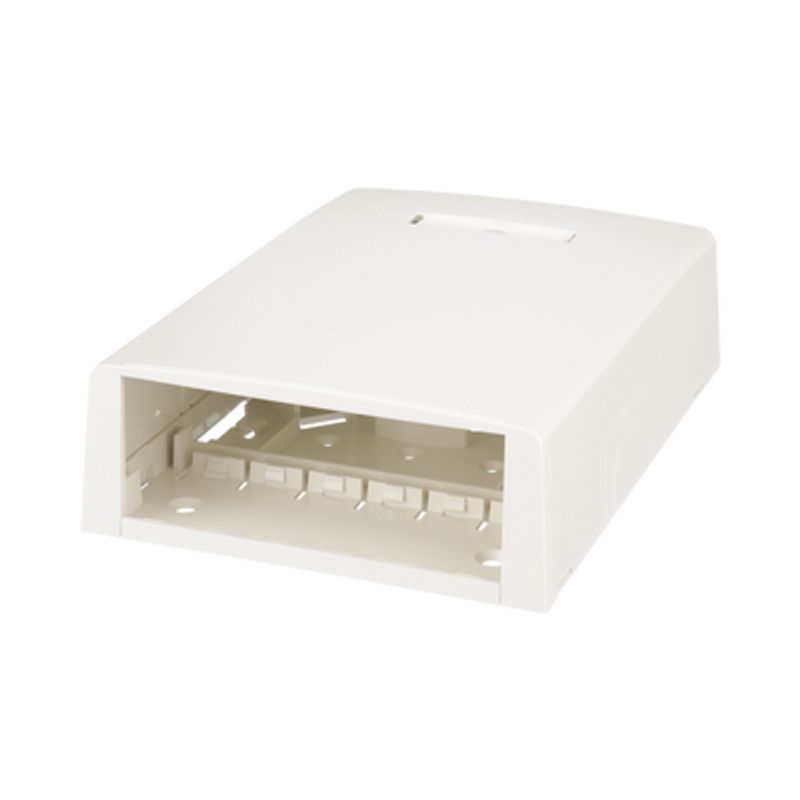 Caja De Montaje En Superficie Con Accesorio Para Resguardo De Fibra Óptica Para 12 Módulos Minicom Color Blanco Mate 