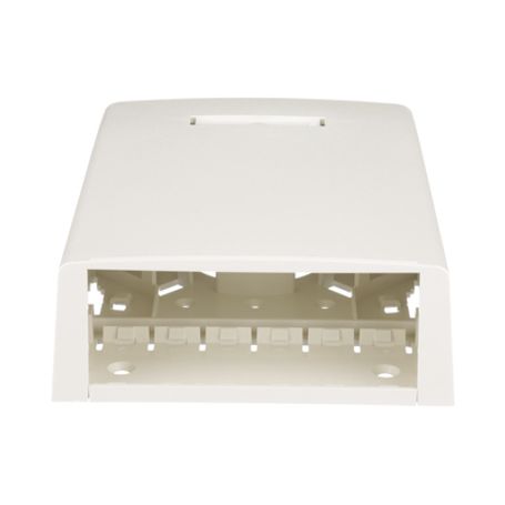 Caja De Montaje En Superficie Con Accesorio Para Resguardo De Fibra Óptica Para 12 Módulos Minicom Color Blanco Mate 