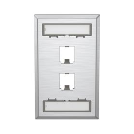 placa de pared vertical de acero inoxidable salida para 2 puertos minicom con espacios para etiquetas178286