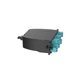 casete opticom® de fibra óptica multimodo om4 con conector mpo a 6 lc duplex polaridad método a pérdida de inserción estándar 1