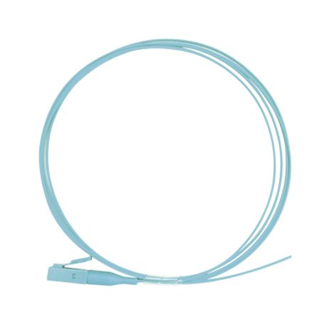 pigtail de fibra óptica simplex lc pvc om3 50125 aqua 1 metro