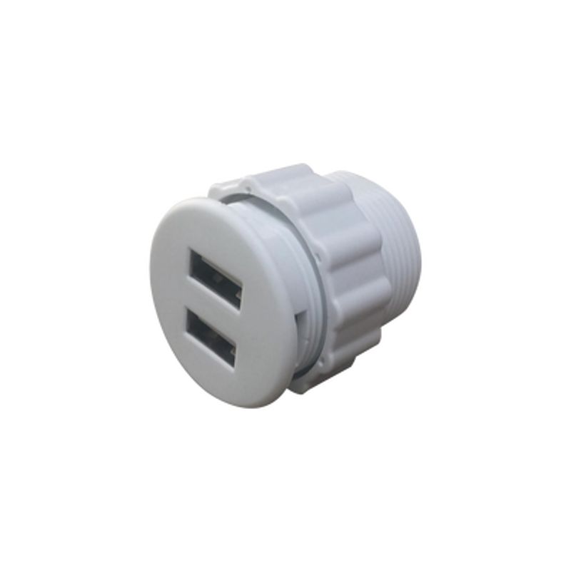 Mini Empotrable Redondo Color Blanco Con 2 Puertos Usb Con Cable Mini Empotrable Redondo Color Blanco Con 2 Puertos Usb Con Cable