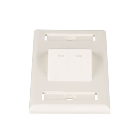 Placa De Pared Vertical Clásica Salida Para 2 Puertos Minicom Inclinados Con Espacios Para Etiquetas Color Blanco Mate 
