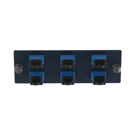 Placa Acopladora De Fibra Optica Fap Con 6 Conectores Sc Simplex (6 Fibras) Para Fibra Monomodo Os1/os2 Color Azul