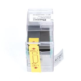 casete de etiquetas de poliolefina de cinta continua color blanco sobre negro uso interiorexterior 61 mm de ancho x 76 metros d