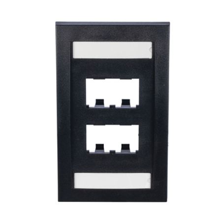 Placa De Pared Vertical Ejecutiva Salida De 4 Puertos Minicom Con Espacios Para Etiquetas Color Negro