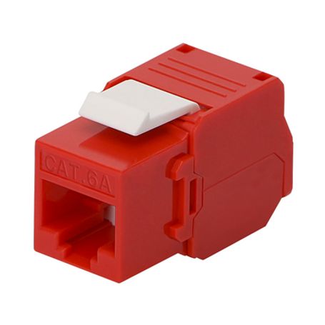 Módulo Jack Keystone Cat6a (toolless) Con Terminación En Ángulo 180 º Color Rojo Compatible Con Faceplate Y Patchpanel Linkedpro